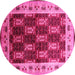 Round Machine Washable Oriental Pink Traditional Rug, wshurb1218pnk