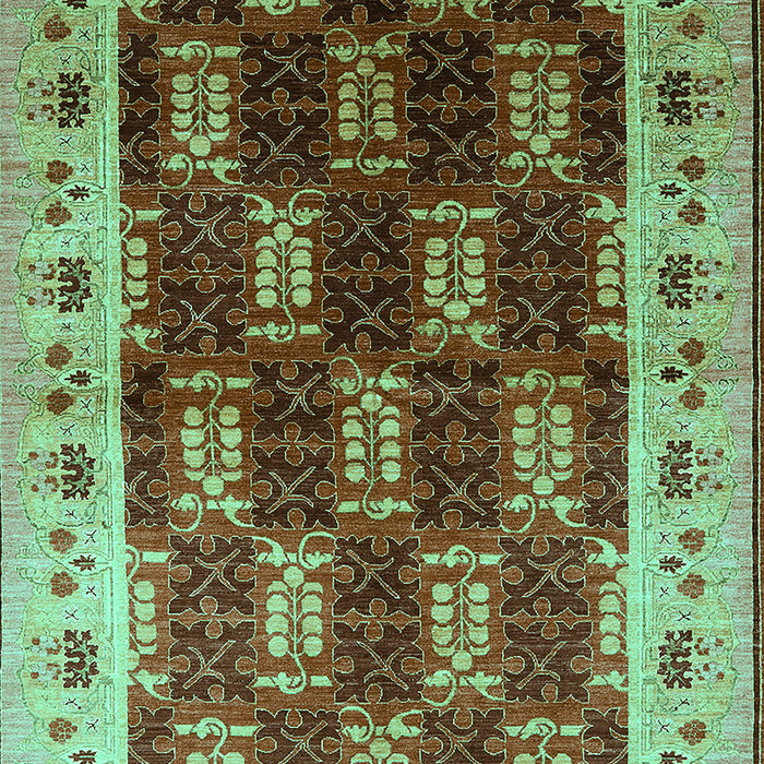 Machine Washable Oriental Turquoise Traditional Area Rugs, wshurb1218turq
