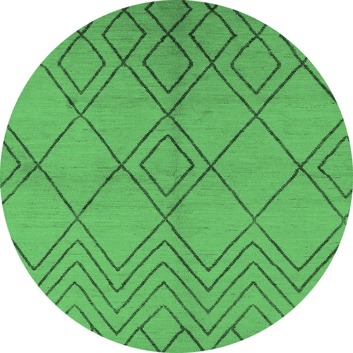 Round Machine Washable Solid Emerald Green Modern Area Rugs, wshurb1219emgrn
