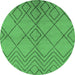 Round Machine Washable Solid Emerald Green Modern Area Rugs, wshurb1219emgrn