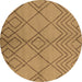 Round Machine Washable Solid Brown Modern Rug, wshurb1219brn