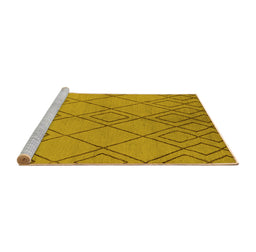 Sideview of Machine Washable Solid Yellow Modern Rug, wshurb1219yw