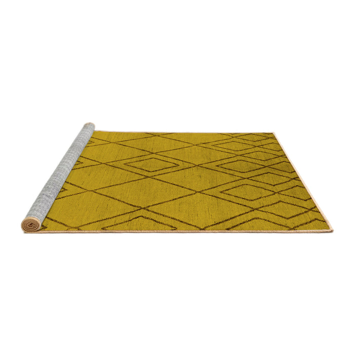 Sideview of Machine Washable Solid Yellow Modern Rug, wshurb1219yw