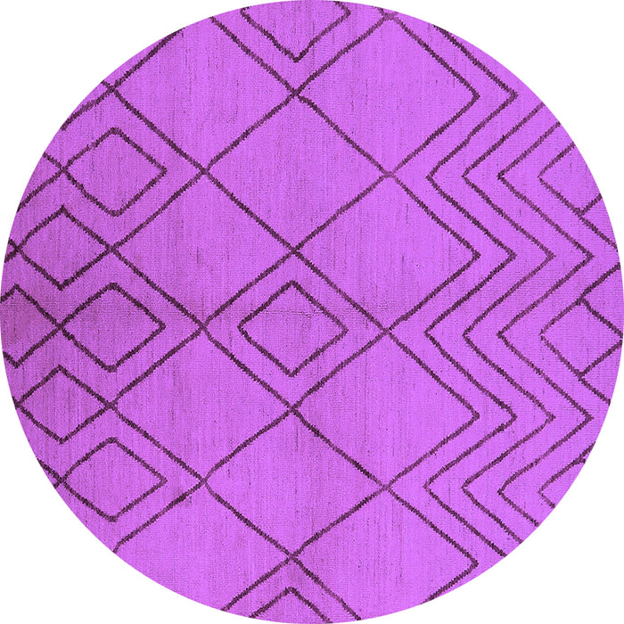 Round Machine Washable Solid Purple Modern Area Rugs, wshurb1219pur