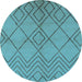 Round Machine Washable Solid Light Blue Modern Rug, wshurb1219lblu