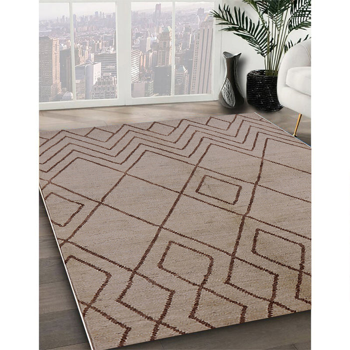 Mid-Century Modern Dark Almond Brown Solid Rug in Family Room, urb1219