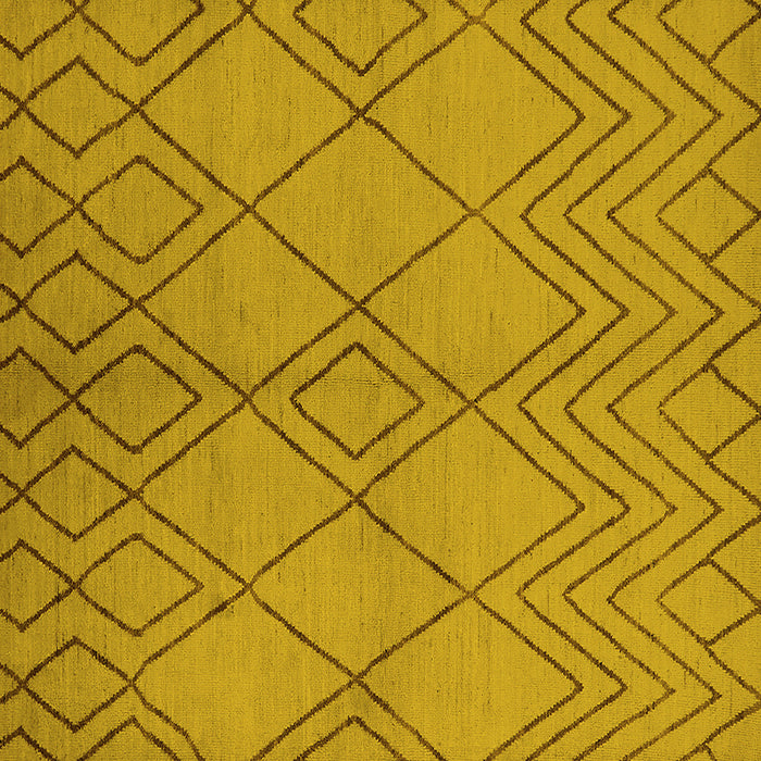 Square Machine Washable Solid Yellow Modern Rug, wshurb1219yw