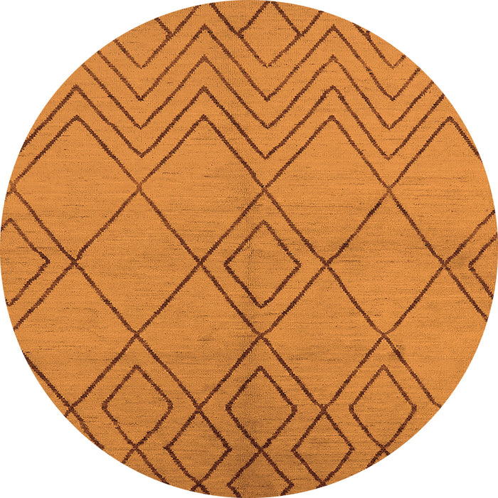 Round Machine Washable Solid Orange Modern Area Rugs, wshurb1219org