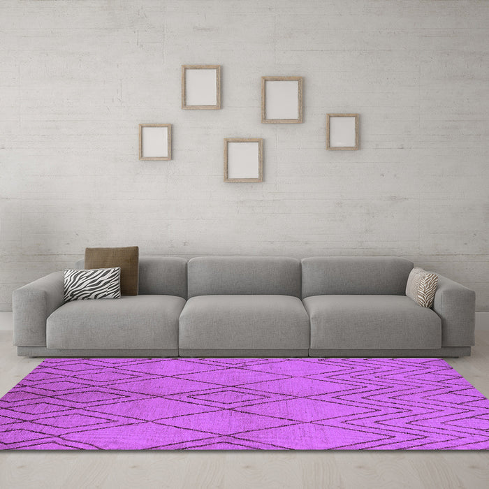 Machine Washable Solid Purple Modern Area Rugs in a Living Room, wshurb1219pur