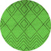 Round Machine Washable Solid Green Modern Area Rugs, wshurb1219grn