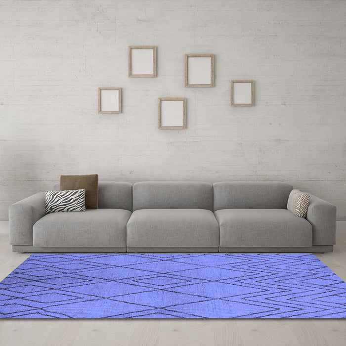 Machine Washable Solid Blue Modern Rug in a Living Room, wshurb1219blu