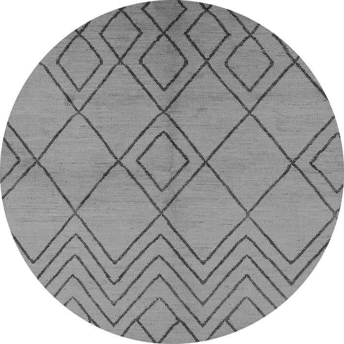 Round Machine Washable Solid Gray Modern Rug, wshurb1219gry