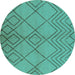 Round Solid Turquoise Modern Rug, urb1219turq