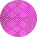 Round Machine Washable Solid Pink Modern Rug, wshurb1219pnk