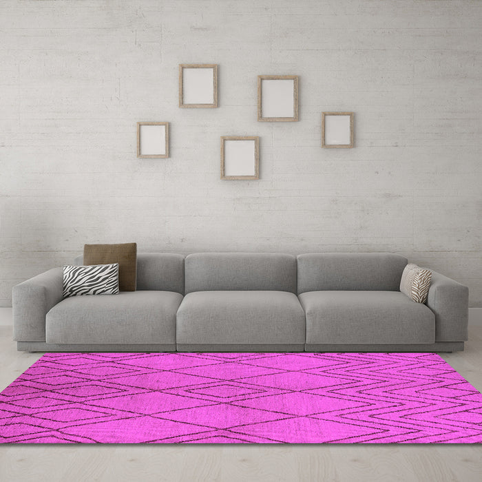 Machine Washable Solid Pink Modern Rug in a Living Room, wshurb1219pnk