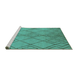 Sideview of Machine Washable Solid Turquoise Modern Area Rugs, wshurb1219turq