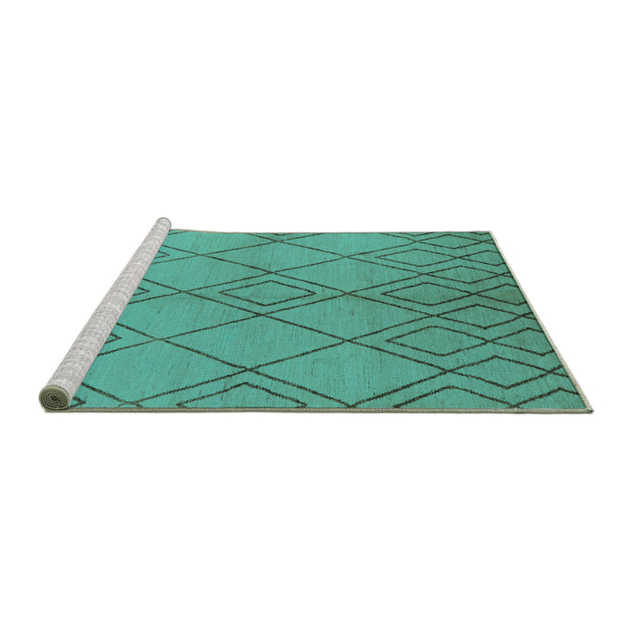 Sideview of Machine Washable Solid Turquoise Modern Area Rugs, wshurb1219turq