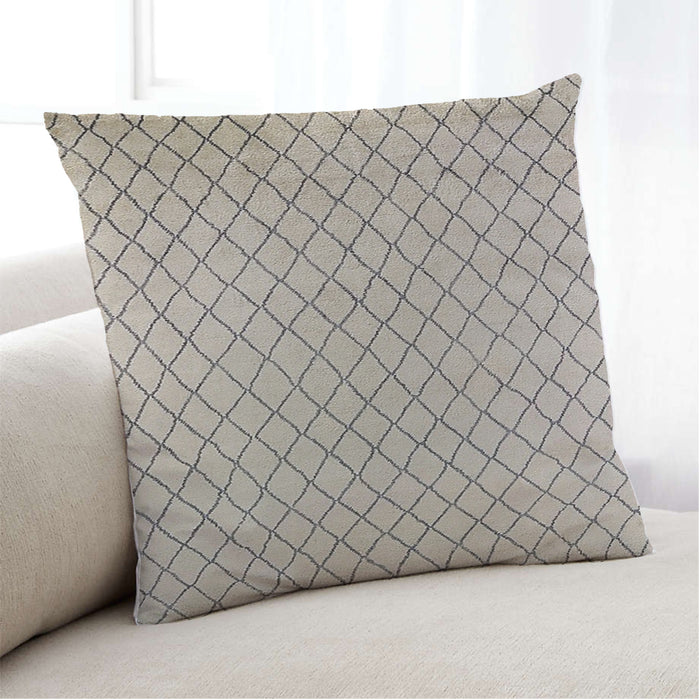 Lifestyle Image of Mid-Century Modern Urban Square Desert Sand Beige Throw Pillow, 18 inch by 18 inch, pwurb121
