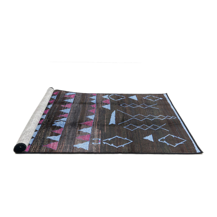 Sideview of Machine Washable Industrial Modern Burgundy Brown Rug, wshurb1220