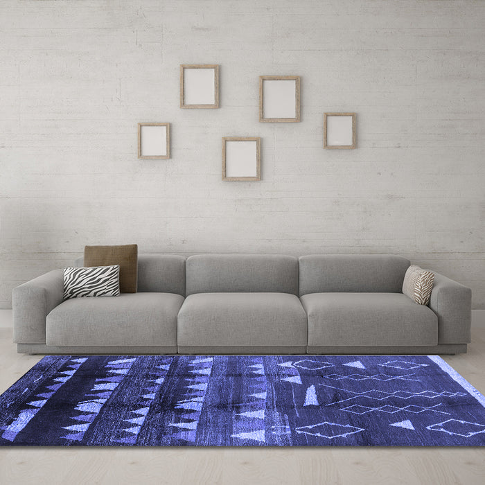 Machine Washable Solid Blue Modern Rug in a Living Room, wshurb1220blu