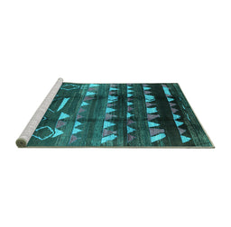 Sideview of Machine Washable Solid Turquoise Modern Area Rugs, wshurb1220turq