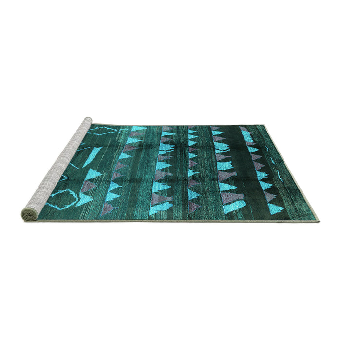 Sideview of Machine Washable Solid Turquoise Modern Area Rugs, wshurb1220turq