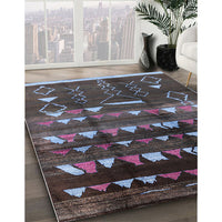 Mid-Century Modern Burgundy Brown Solid Rug, urb1220