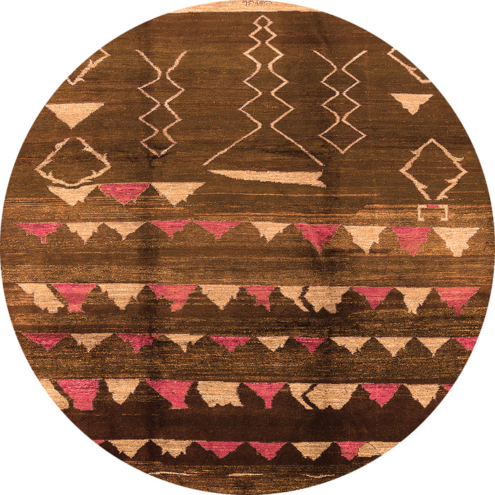 Round Solid Orange Modern Rug, urb1220org