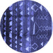 Round Solid Blue Modern Rug, urb1220blu