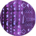 Round Machine Washable Solid Purple Modern Area Rugs, wshurb1220pur