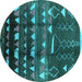 Round Solid Turquoise Modern Rug, urb1220turq