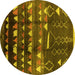 Round Solid Yellow Modern Rug, urb1220yw