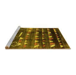 Sideview of Machine Washable Solid Yellow Modern Rug, wshurb1220yw