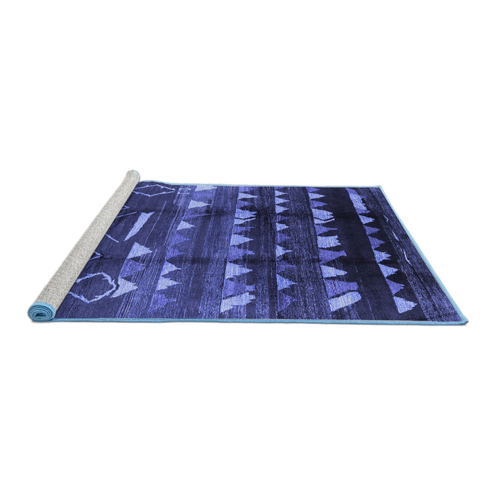 Sideview of Machine Washable Solid Blue Modern Rug, wshurb1220blu