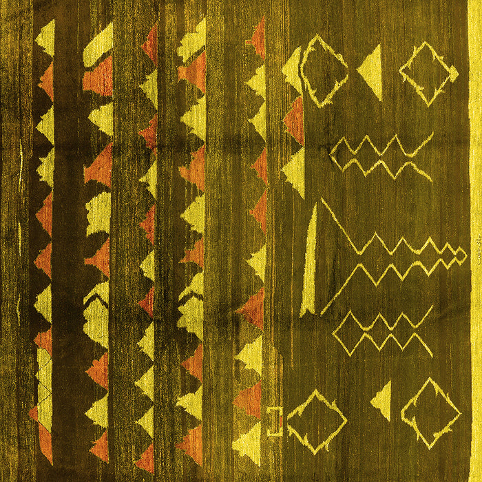 Square Machine Washable Solid Yellow Modern Rug, wshurb1220yw