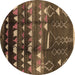 Round Solid Brown Modern Rug, urb1220brn