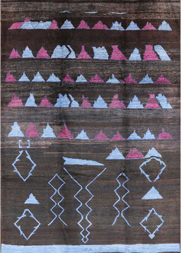 Mid-Century Modern Burgundy Brown Solid Rug, urb1220