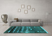 Machine Washable Solid Turquoise Modern Area Rugs in a Living Room,, wshurb1220turq