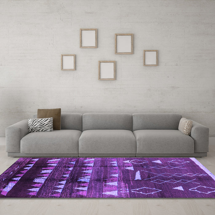 Machine Washable Solid Purple Modern Area Rugs in a Living Room, wshurb1220pur