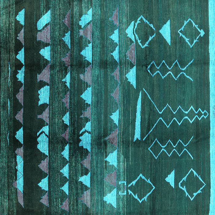 Square Machine Washable Solid Turquoise Modern Area Rugs, wshurb1220turq