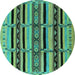 Round Machine Washable Solid Turquoise Modern Area Rugs, wshurb1221turq