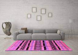Machine Washable Solid Pink Modern Rug in a Living Room, wshurb1221pnk