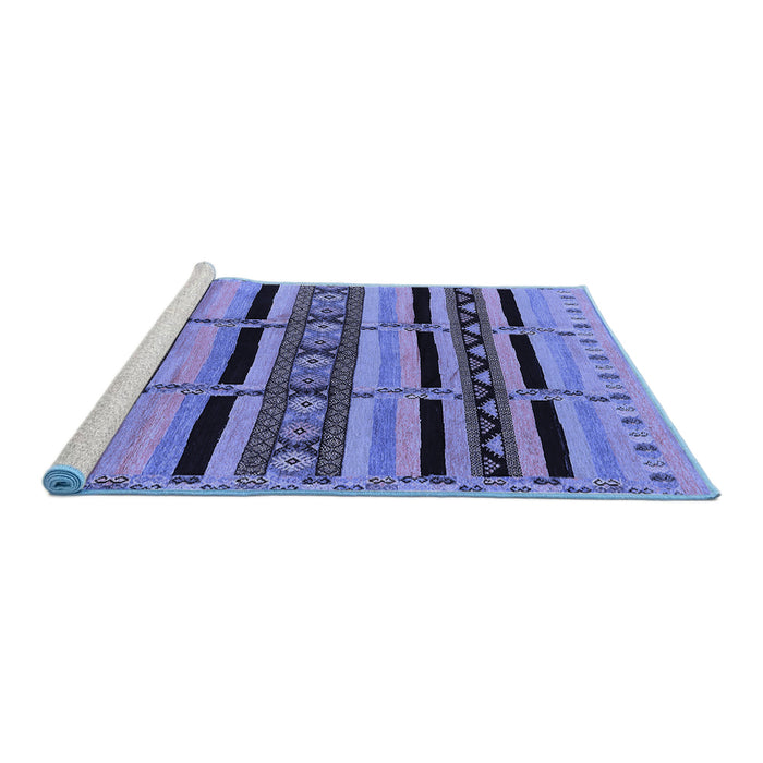 Sideview of Machine Washable Solid Blue Modern Rug, wshurb1221blu