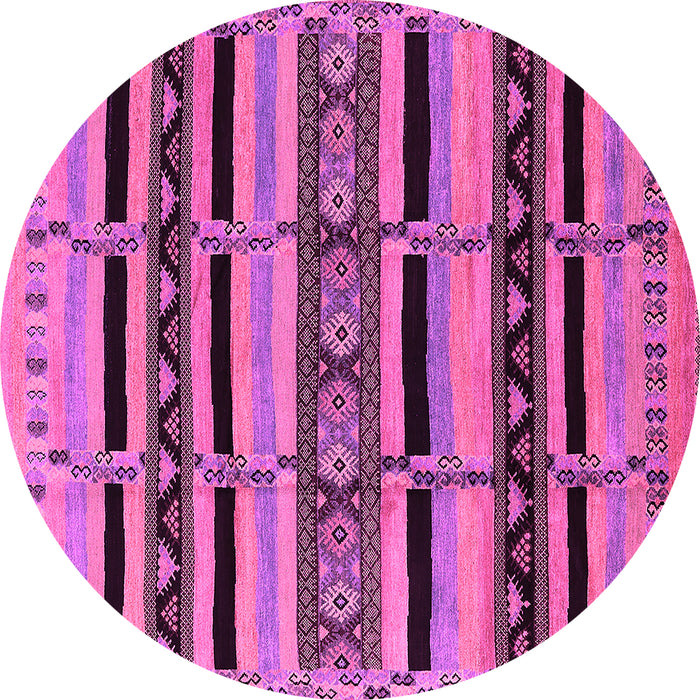 Round Machine Washable Solid Pink Modern Rug, wshurb1221pnk