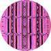 Round Machine Washable Solid Pink Modern Rug, wshurb1221pnk