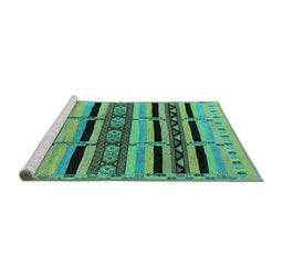 Sideview of Machine Washable Solid Turquoise Modern Area Rugs, wshurb1221turq