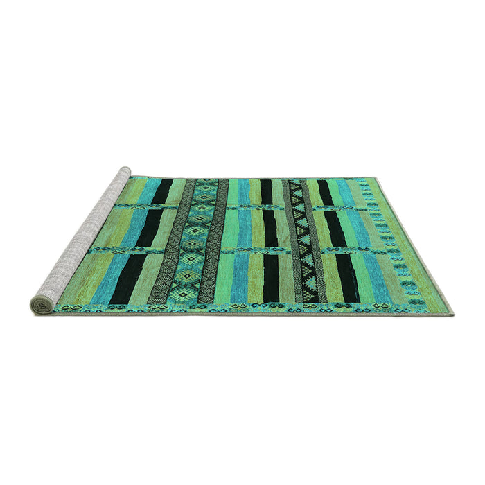 Sideview of Machine Washable Solid Turquoise Modern Area Rugs, wshurb1221turq