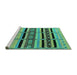 Sideview of Machine Washable Solid Turquoise Modern Area Rugs, wshurb1221turq
