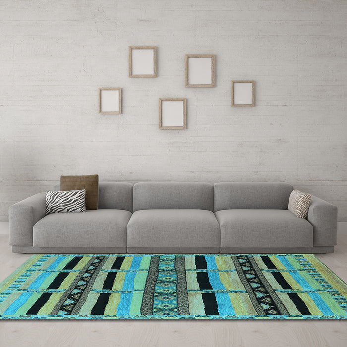 Machine Washable Solid Light Blue Modern Rug in a Living Room, wshurb1221lblu