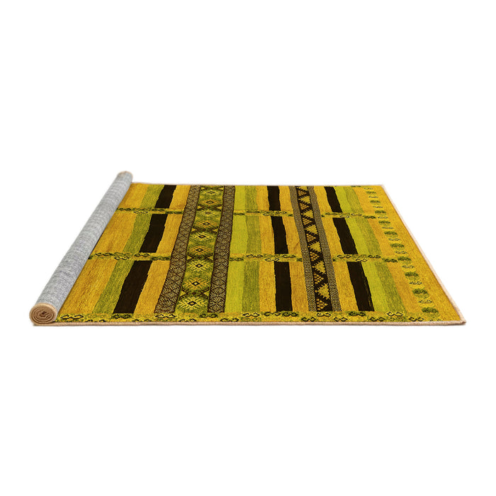 Sideview of Machine Washable Solid Yellow Modern Rug, wshurb1221yw